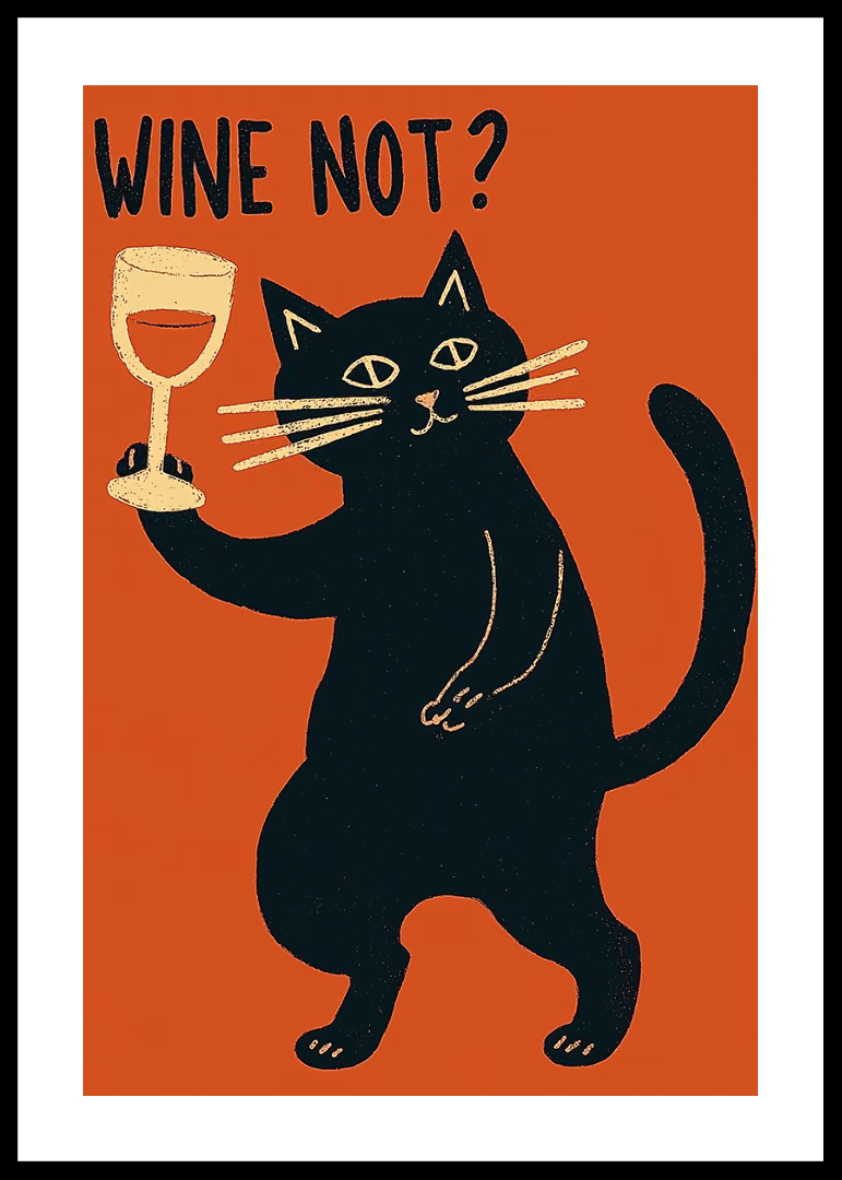 Kitchen Appliances Vintage - Black Cat Wine Not Funny Canvas
