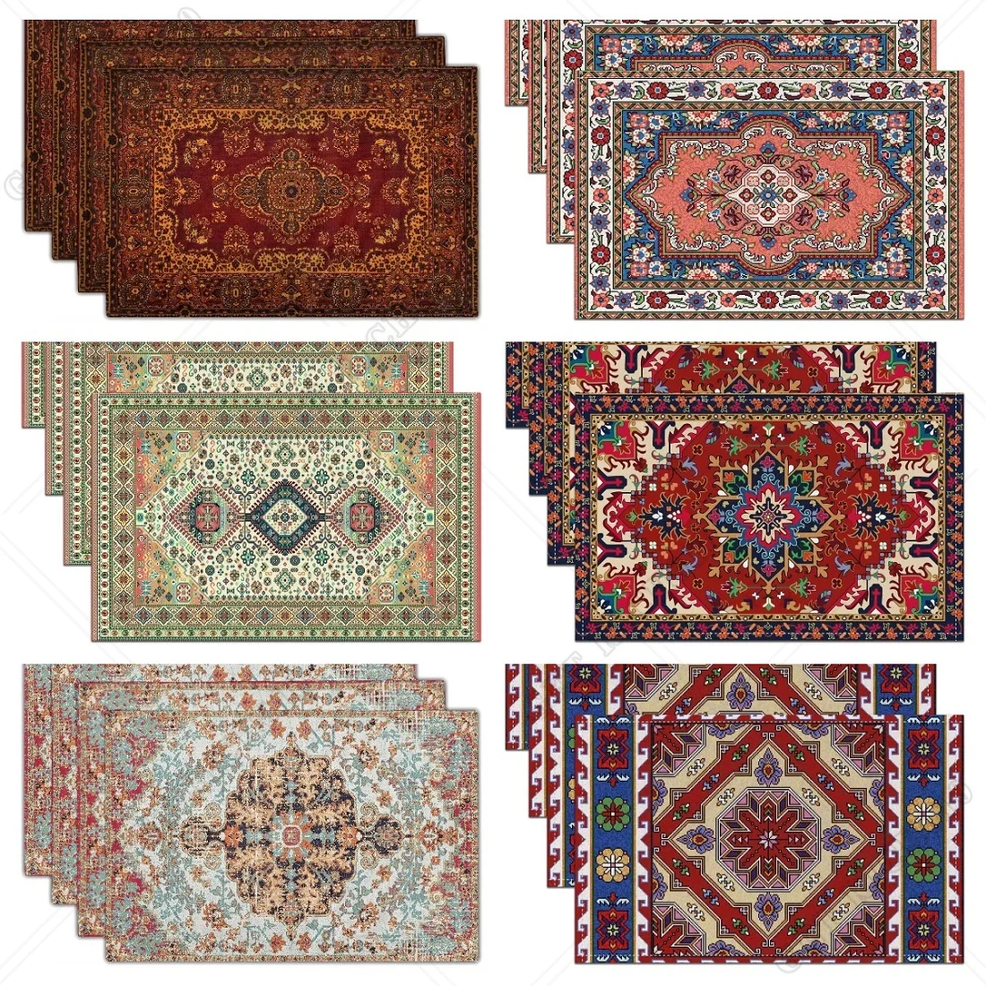 Kitchen Appliances Vintage - 30x45cm 4pcs Red Gold Boho Placemats