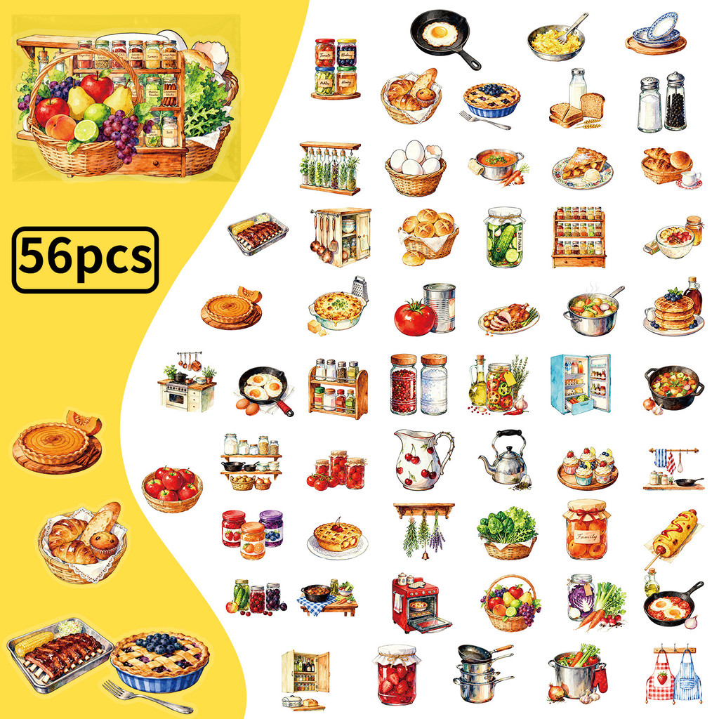 56Pcs Retro Kitchen PET Sticke - Kitchen Appliances Vintage recension och pris