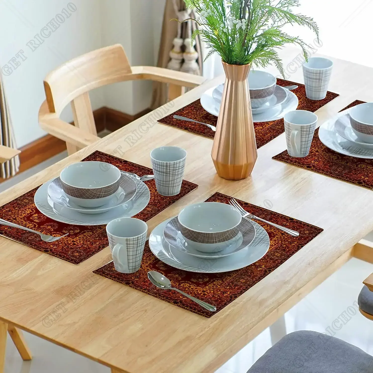 30x45cm 4pcs Red Gold Boho Pla - Kitchen Appliances Vintage recension och pris