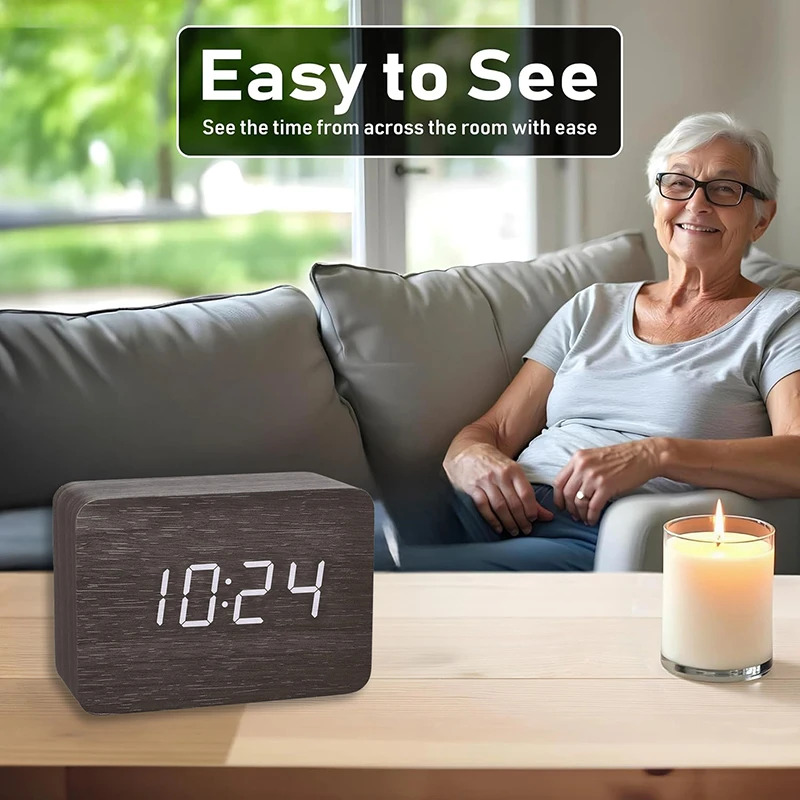 Wooden Digital Alarm Clock for - Kitchen Appliances Vintage recension och pris