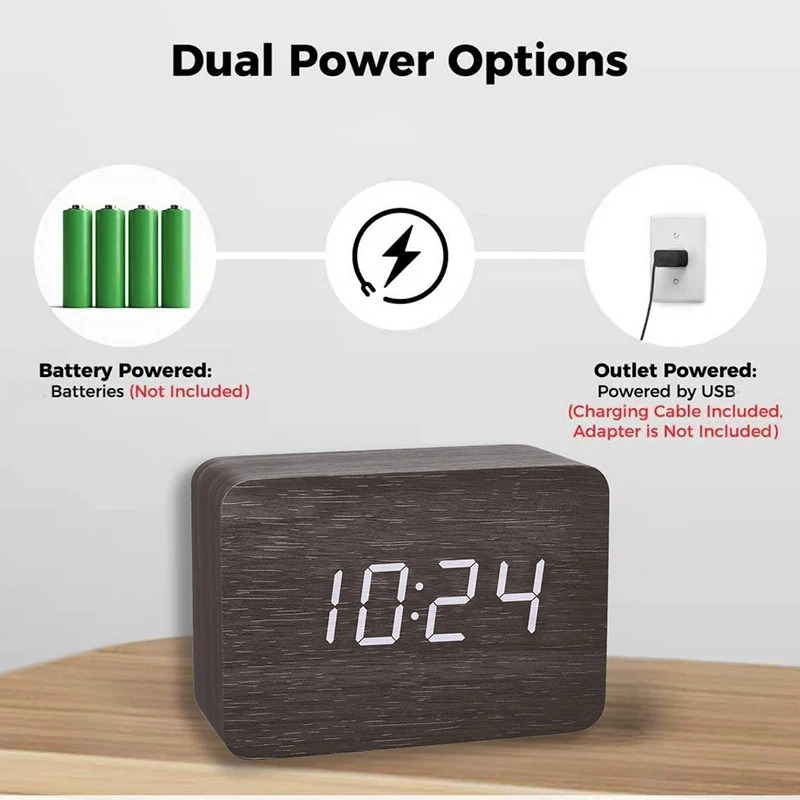 Wooden Digital Alarm Clock for - Kitchen Appliances Vintage recension och pris
